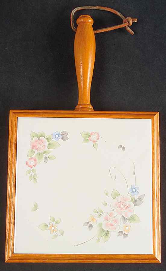 Tea Rose Wood Frame Trivet by Pfaltzgraff-1