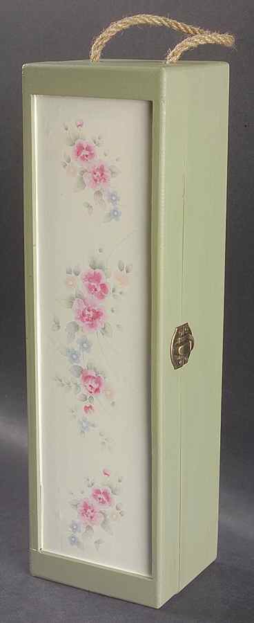 Tea Rose Wood and Hinged Wine Box by Pfaltzgraff-1