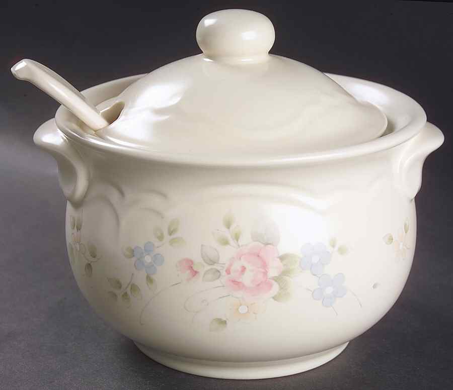 Tea Rose Mini Tureen w/Lid & Ladle by Pfaltzgraff-1