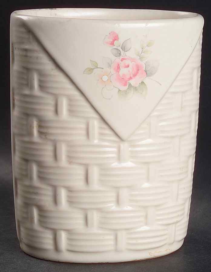 Tea Rose Basketweave Utensil Holder by Pfaltzgraff-1