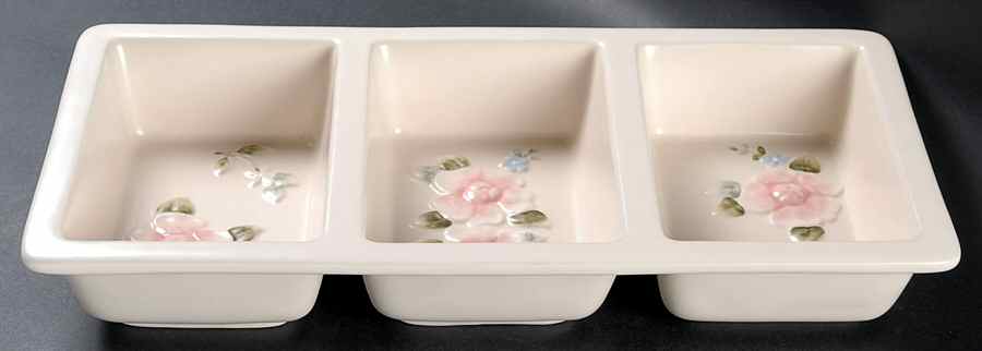 Tea Rose 3 Part Rectangular Divided Server by Pfaltzgraff-1