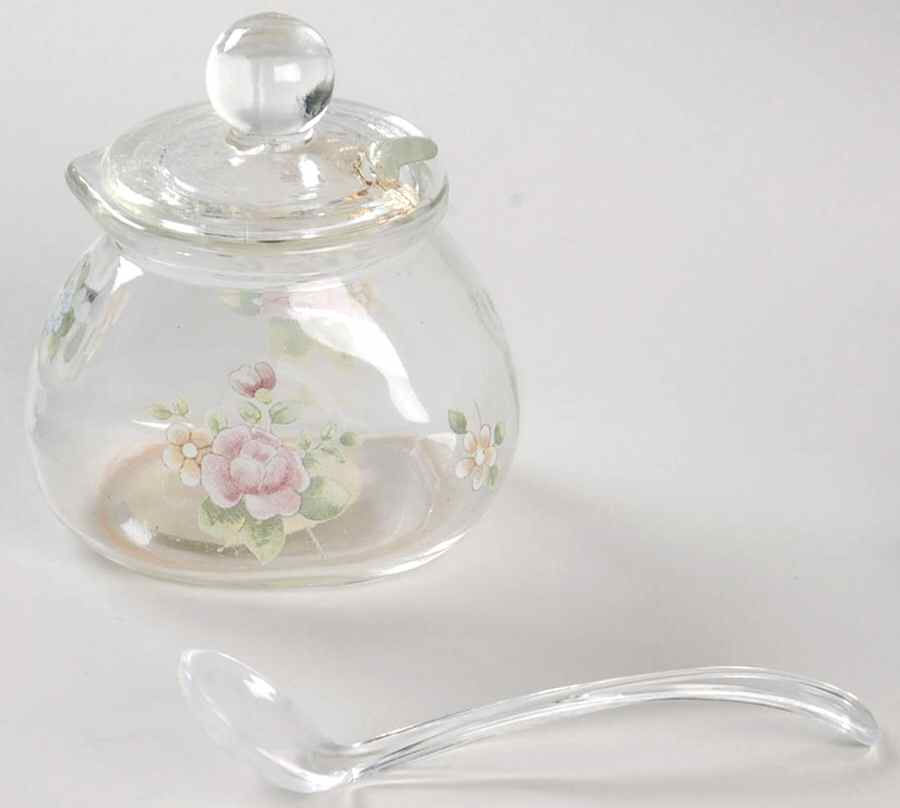 Tea Rose Glassware Sugar Bowl & Lid by Pfaltzgraff-1