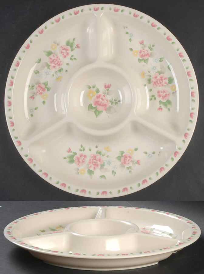 Tea Rose 1 Piece Melamine Chip & Dip by Pfaltzgraff-1