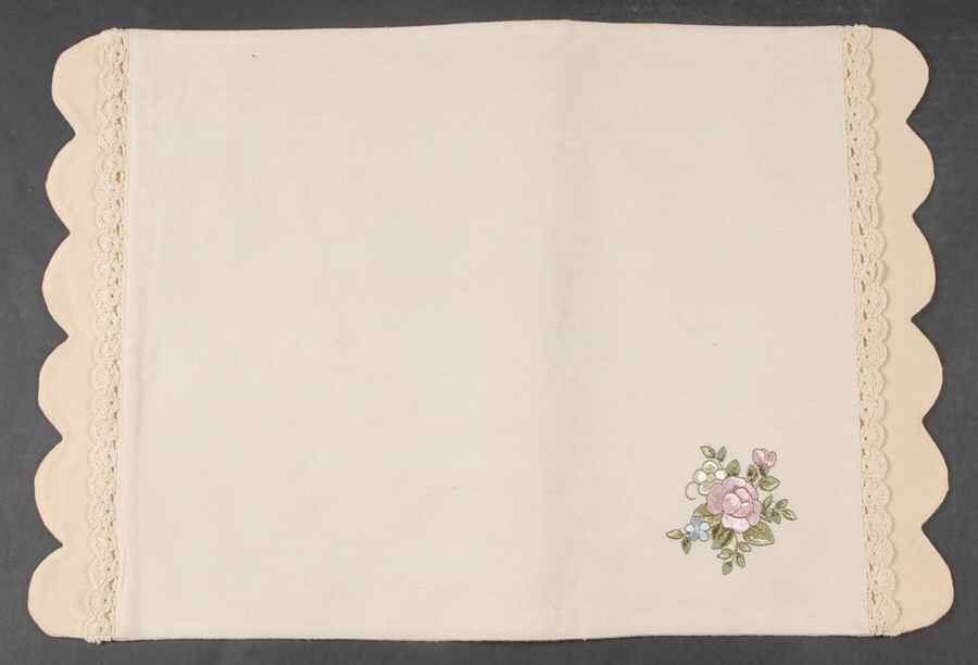 Tea Rose Embroidered Cloth Placemat by Pfaltzgraff-1