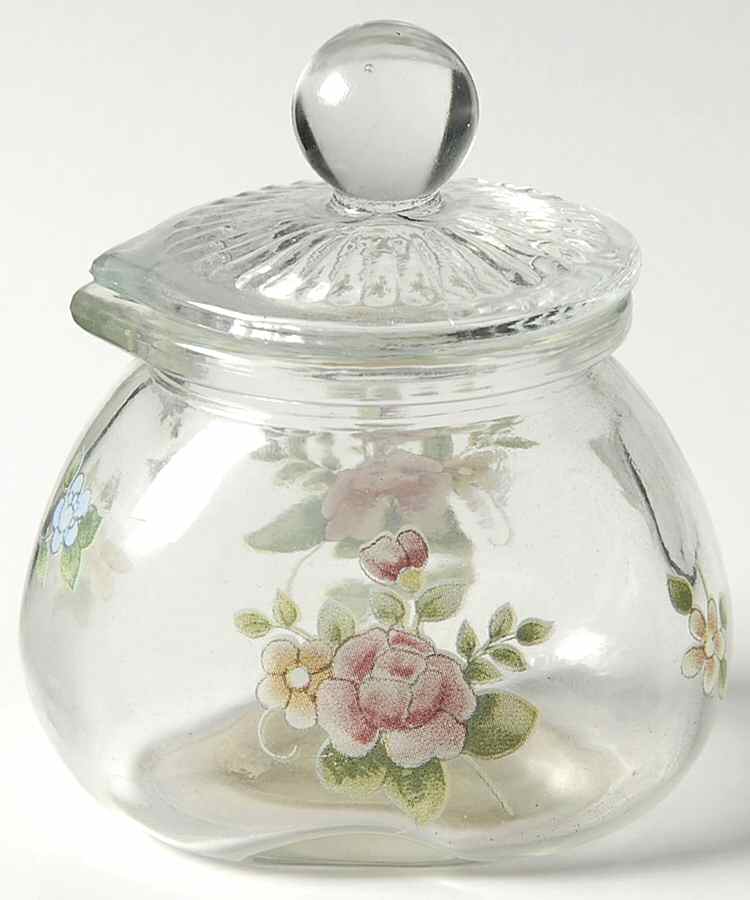Tea Rose Glassware Creamer & Lid by Pfaltzgraff-1
