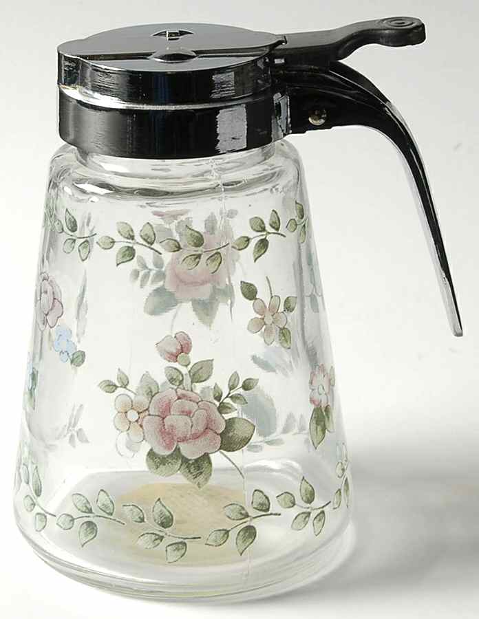 Tea Rose Glassware Syrup & Metal Lid by Pfaltzgraff-1