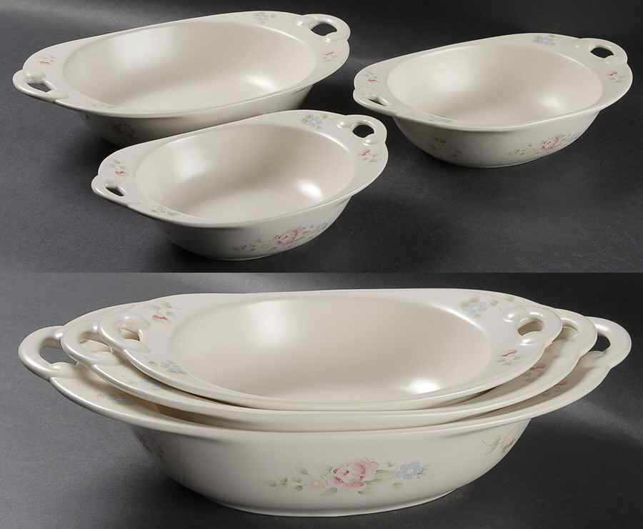 Tea Rose (3 Piece) Nesting Oval Serving Bowl Set by Pfaltzgraff-1