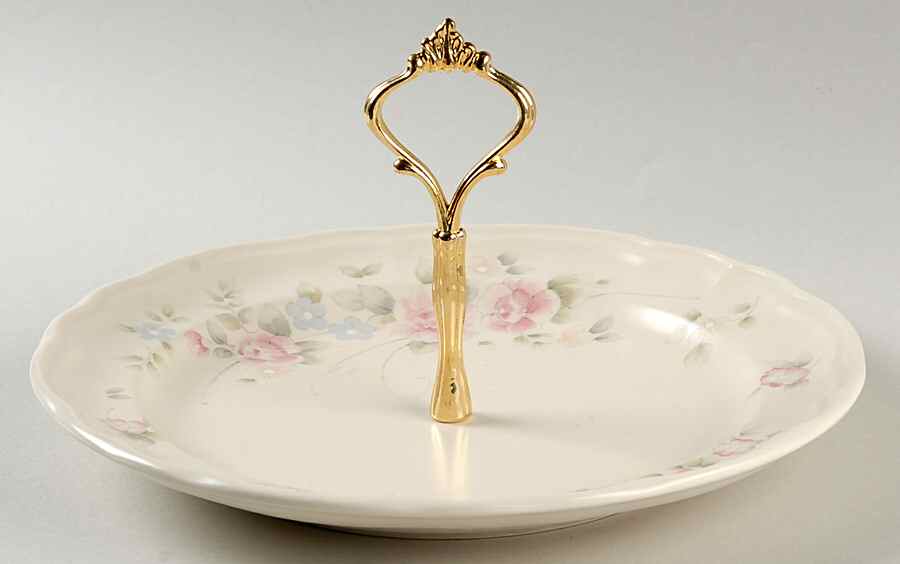 Tea Rose Round Serving Plate with Handle (DP) by Pfaltzgraff-1