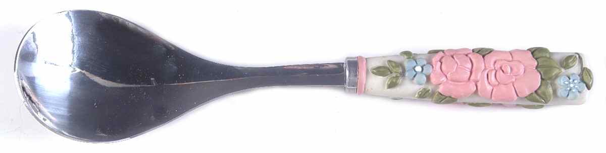 Tea Rose Salad Serving Fork-Plastic Handle by Pfaltzgraff-1