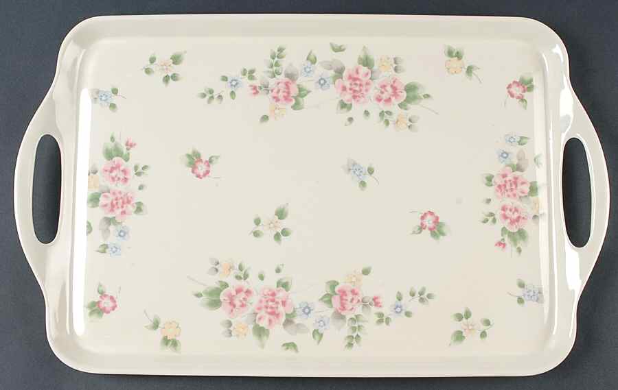 Tea Rose Handled Melamine Tray by Pfaltzgraff-1