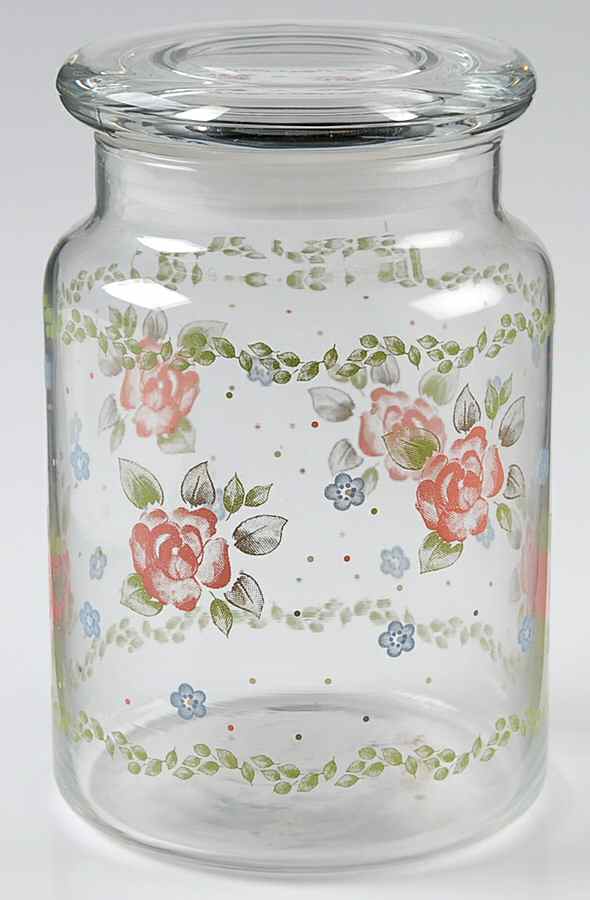 Tea Rose 5" Glassware Storage Jar & Lid by Pfaltzgraff-1
