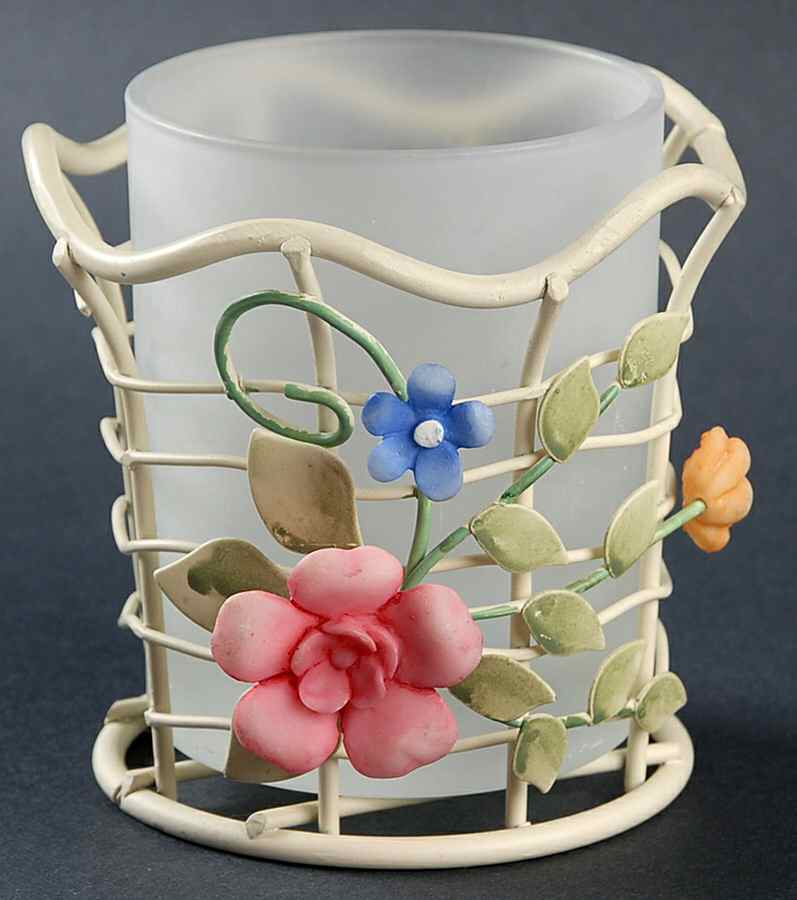 Tea Rose Metal Votive Candleholder by Pfaltzgraff-1