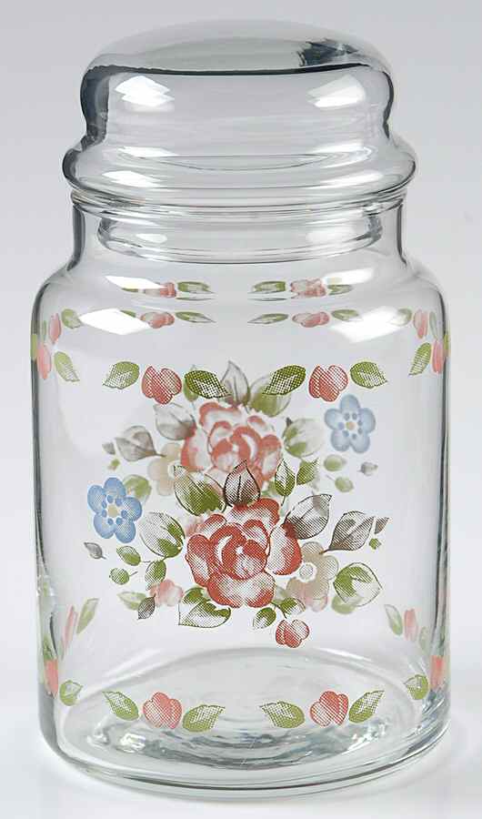 Tea Rose 7" Glassware Candy Jar & Lid by Pfaltzgraff-1