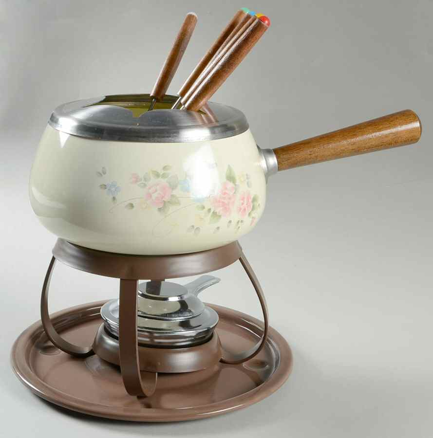 Tea Rose (11 Piece) Metal Fondue Set by Pfaltzgraff-1
