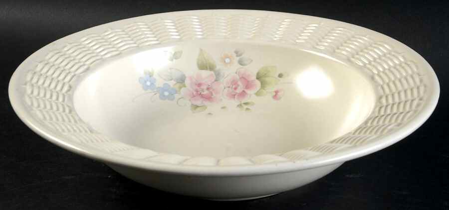 Tea Rose Large Bowl with Wicker Trim by Pfaltzgraff-1