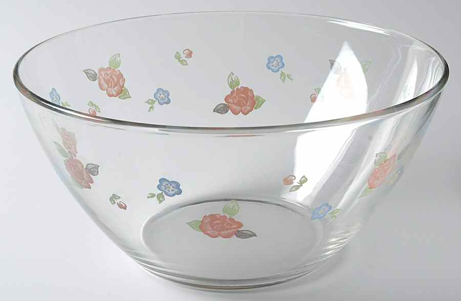 Tea Rose 9" Glassware Salad Bowl by Pfaltzgraff-1