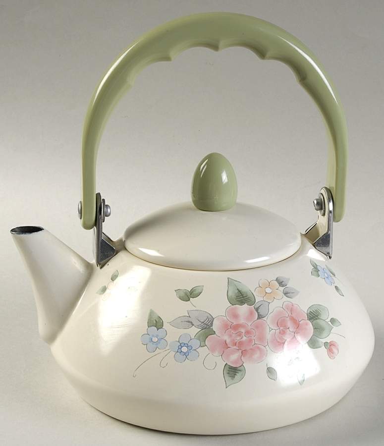 Tea Rose Metal Kettle & Lid by Pfaltzgraff-1