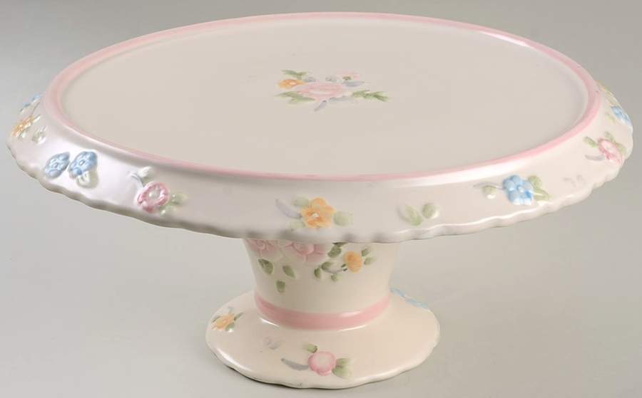 Tea Rose 13" Diameter Pedestal Cake Stand by Pfaltzgraff-1