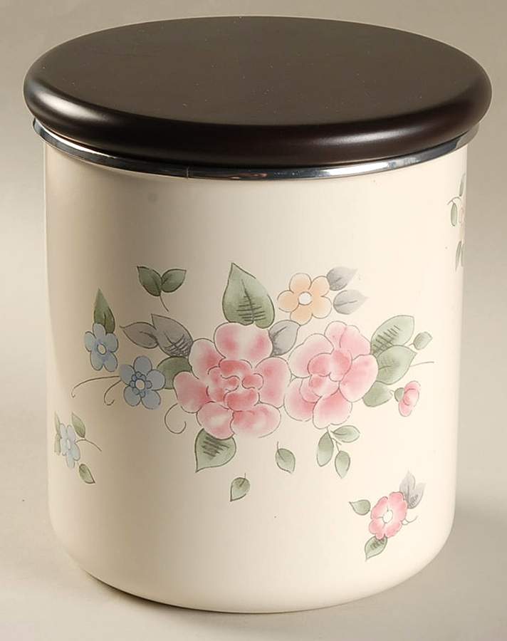 Tea Rose Medium Metal Canister & Wood Lid by Pfaltzgraff-1