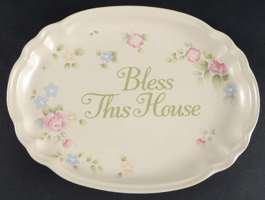Tea Rose 11" Bless This House Platter by Pfaltzgraff-1