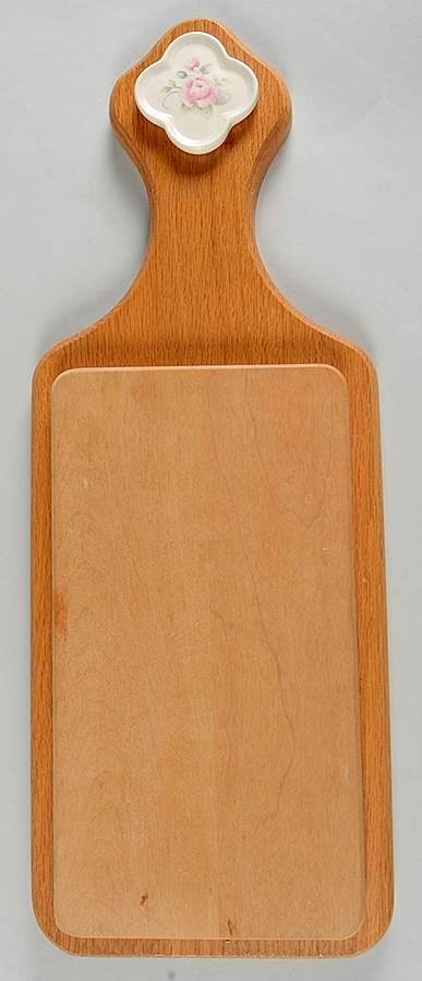 Tea Rose Rectangular Handled Wood Cutting Board by Pfaltzgraff-1