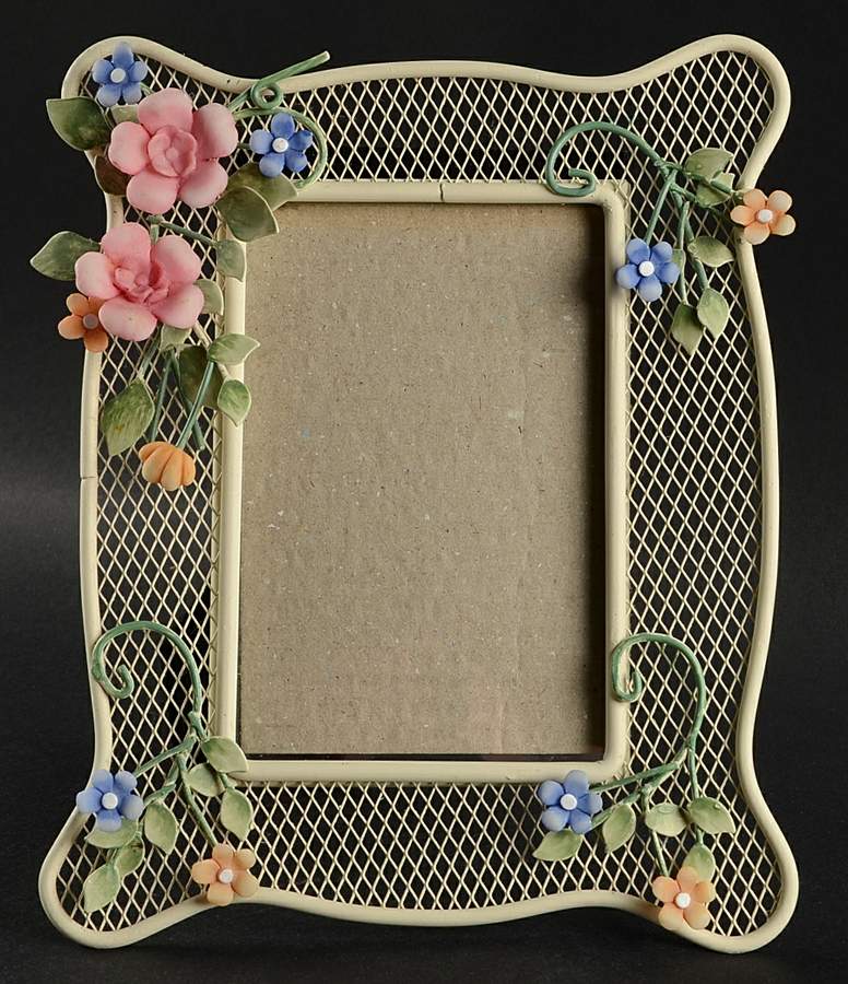 Tea Rose Metal Frame Holds 3" X 5" Picture by Pfaltzgraff-1