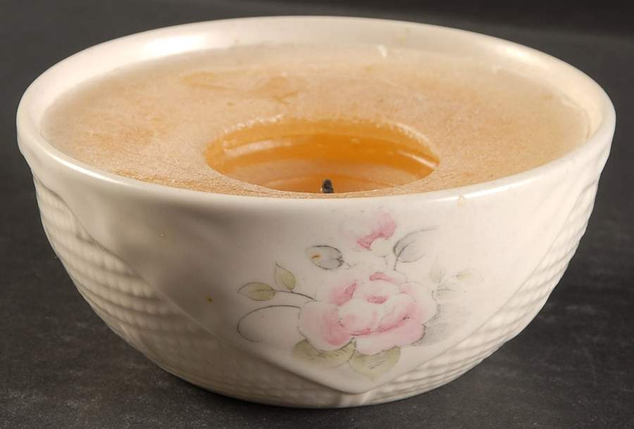 Tea Rose Basket Lite W/Candle Wax by Pfaltzgraff-1