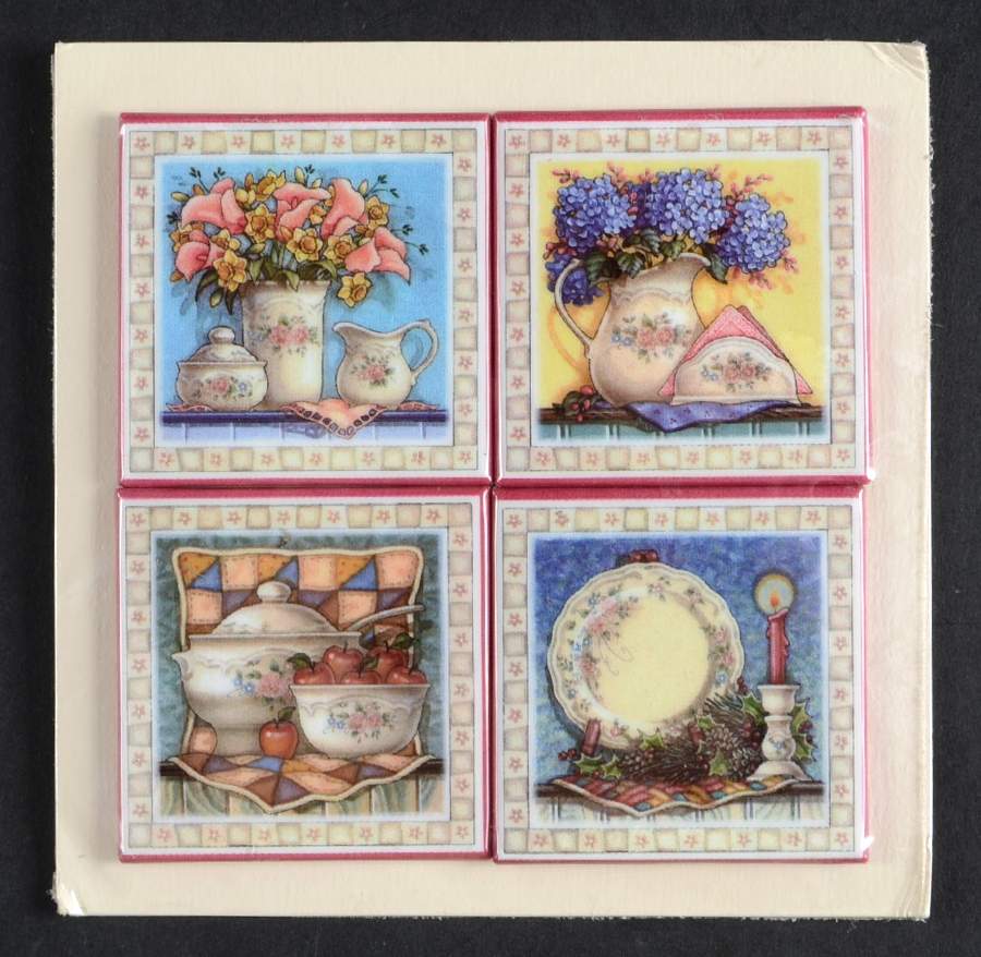 Tea Rose Square Magnet (Set/4 Motifs) by Pfaltzgraff-1