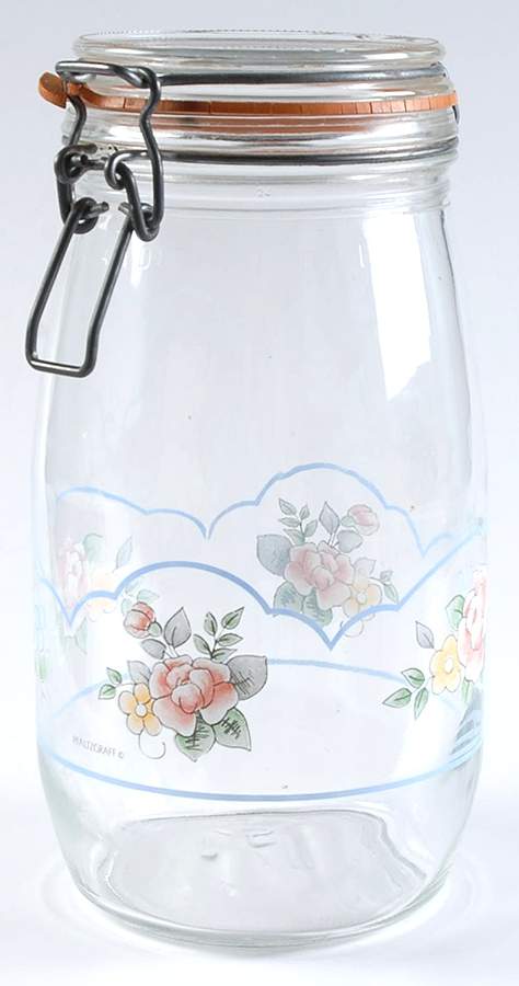 Tea Rose 8" Glassware Canister with Hinged Lid by Pfaltzgraff-1