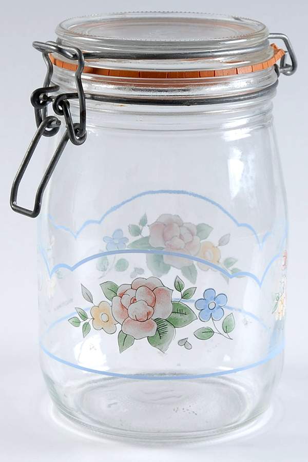 Tea Rose 6" Glassware Canister with Hinged Lid by Pfaltzgraff-1