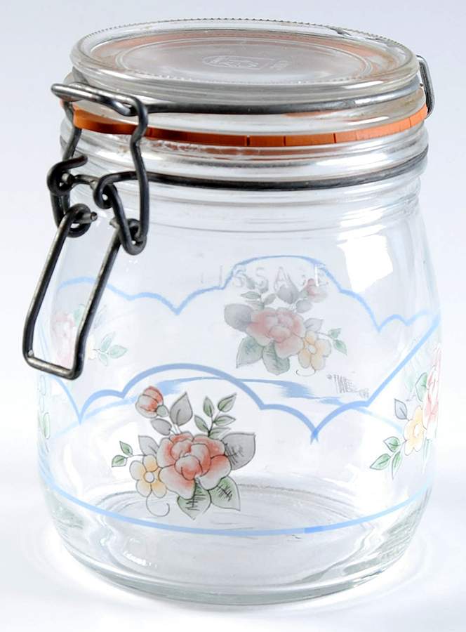 Tea Rose 5" Glassware Canister with Hinged Lid by Pfaltzgraff-1