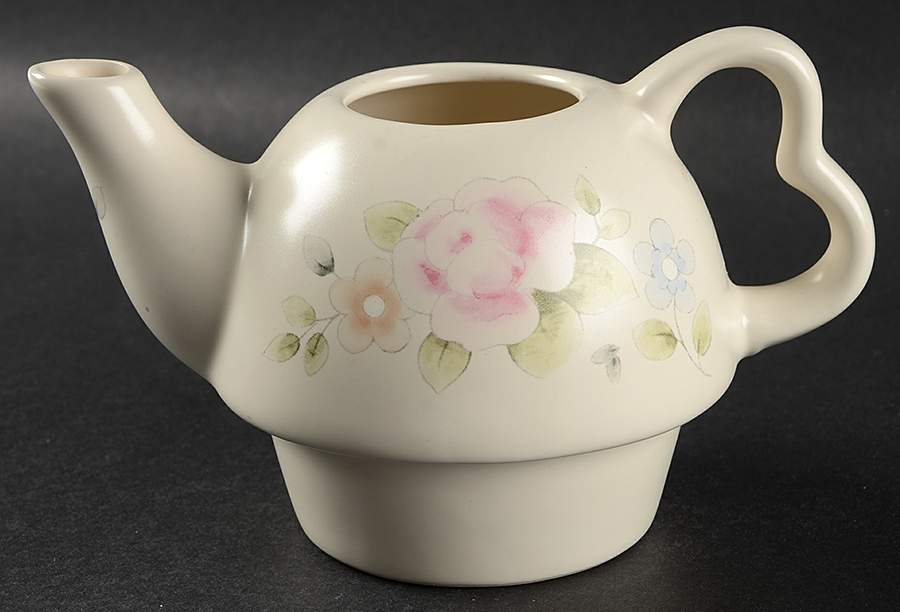 Tea Rose Individual Teapot with Cup Teapot No Lid by Pfaltzgraff-1