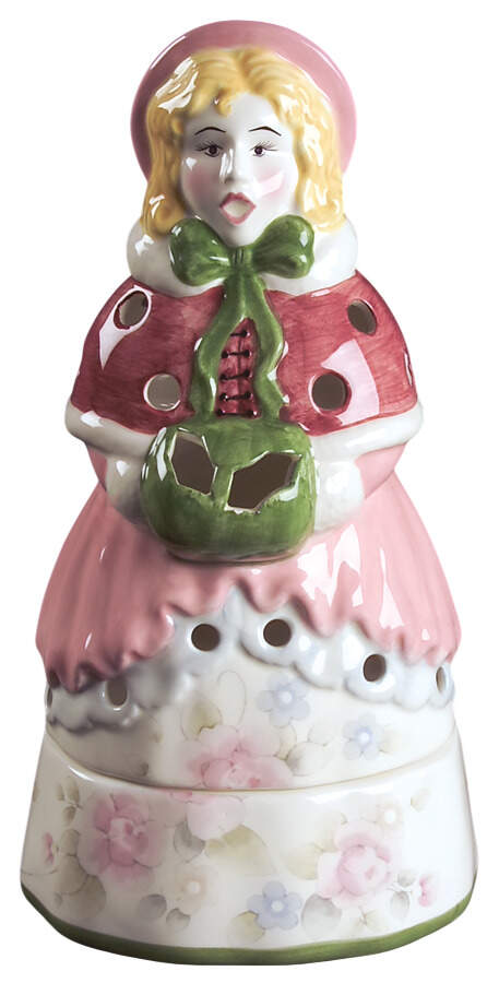 Tea Rose Holiday Caroler Figural Tea Light Lamp by Pfaltzgraff-1