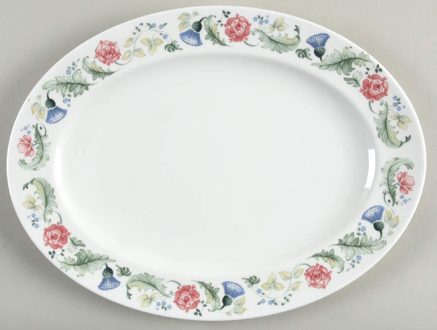 Thistle Rose 14" Oval Serving Platter by Pfaltzgraff-1