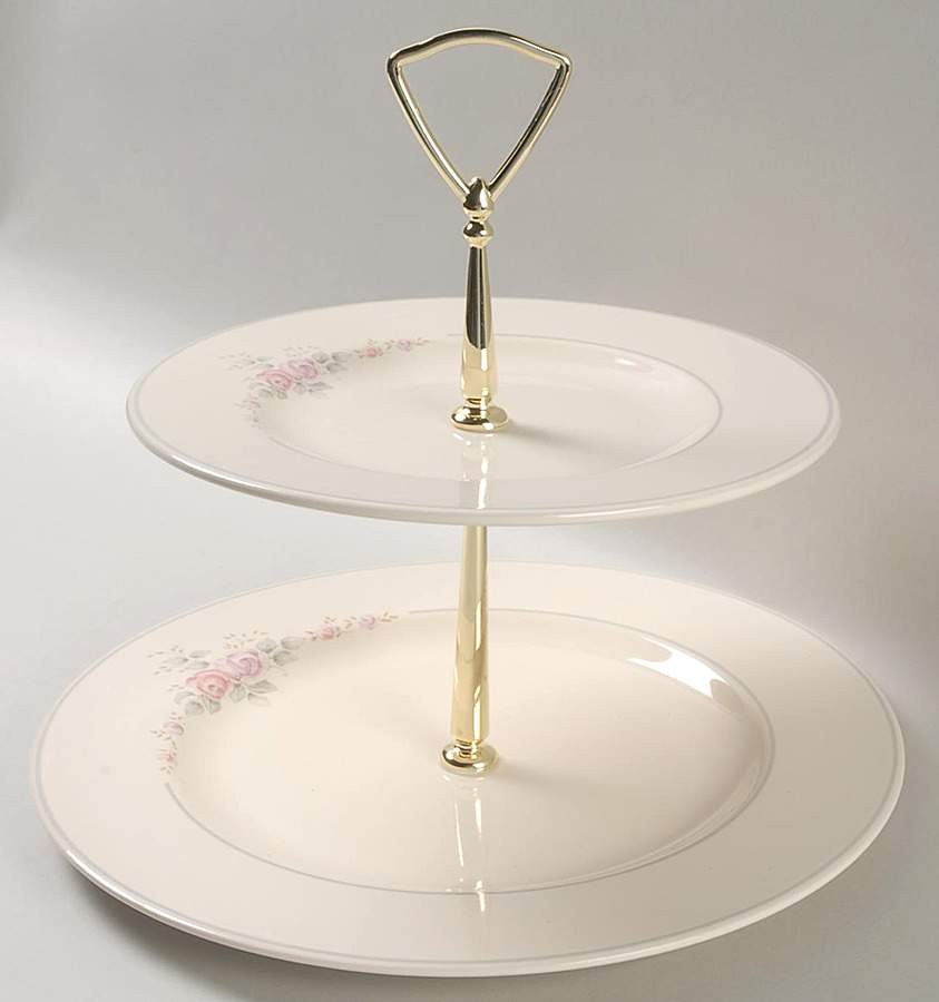 Trousseau 2 Tiered Serving Tray (Dinner & Salad Plate) by Pfaltzgraff-1
