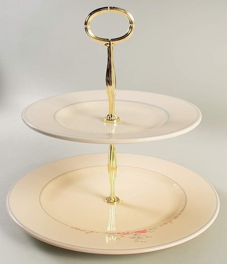 Trousseau 2 Tiered Serving Tray (Dinner & Salad Plate) by Pfaltzgraff-1