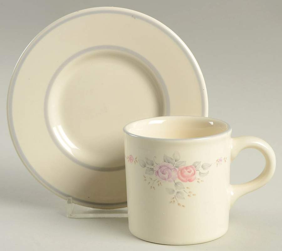 Trousseau Flat Demitasse Cup & Saucer Set by Pfaltzgraff-1