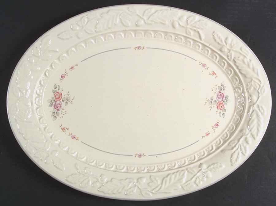 Trousseau 18" Embossed Oval Serving Platter by Pfaltzgraff-1