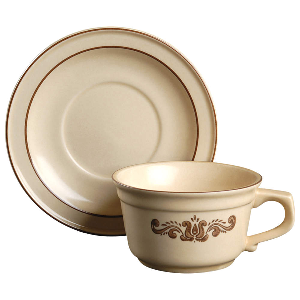 Village (Made in USA) Flat Cup & Saucer Set by Pfaltzgraff-1