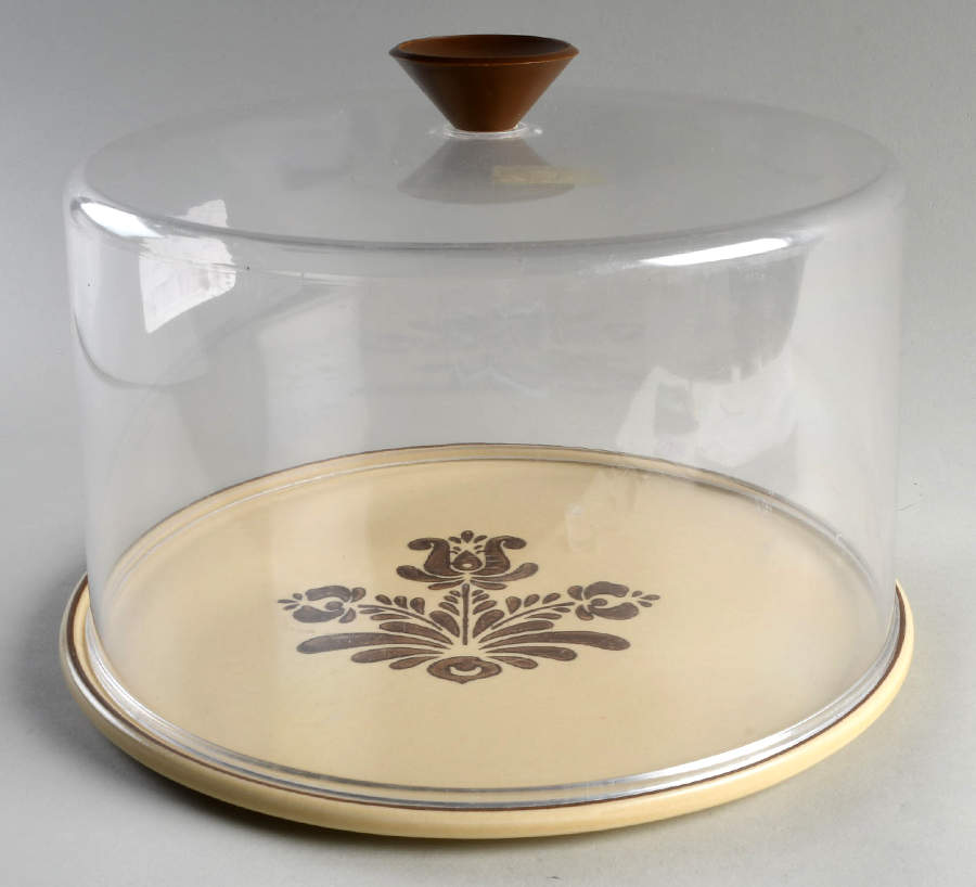 Village (Made in USA) Cheese Dish & Plastic Dome by Pfaltzgraff-1