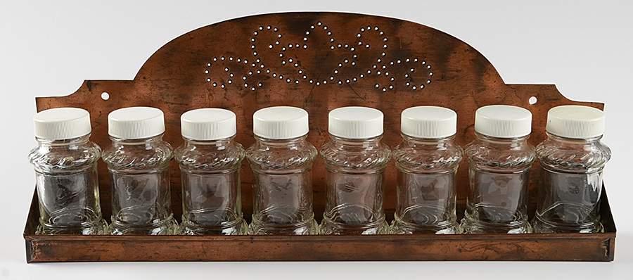 Village (Made in USA) Spice Jar Set with Copper Holder by Pfaltzgraff-1