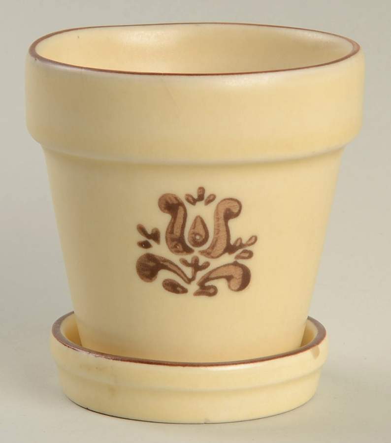 Village (Made in USA) Small Flower Pot & Underplate by Pfaltzgraff-1