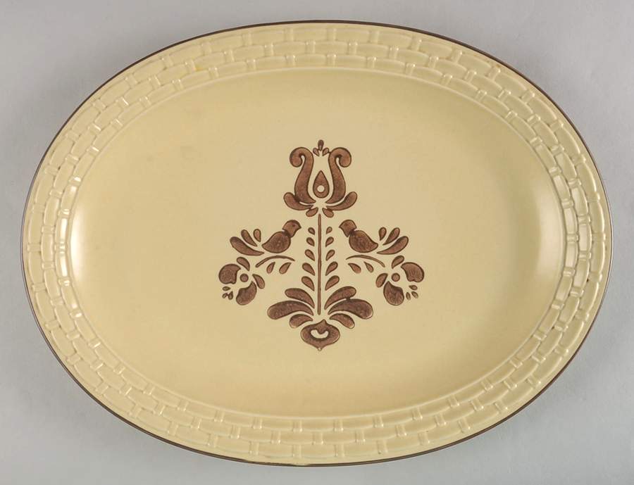 Village (Made in USA) 14" Oval Basketweave Serving Platter by Pfaltzgraff-1