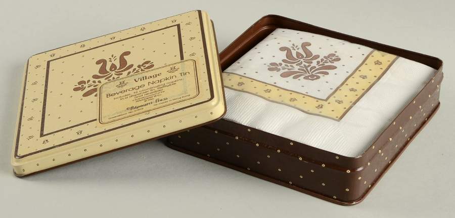 Village (Made in USA) Beverage Napkin Tin With Napkins by Pfaltzgraff-1