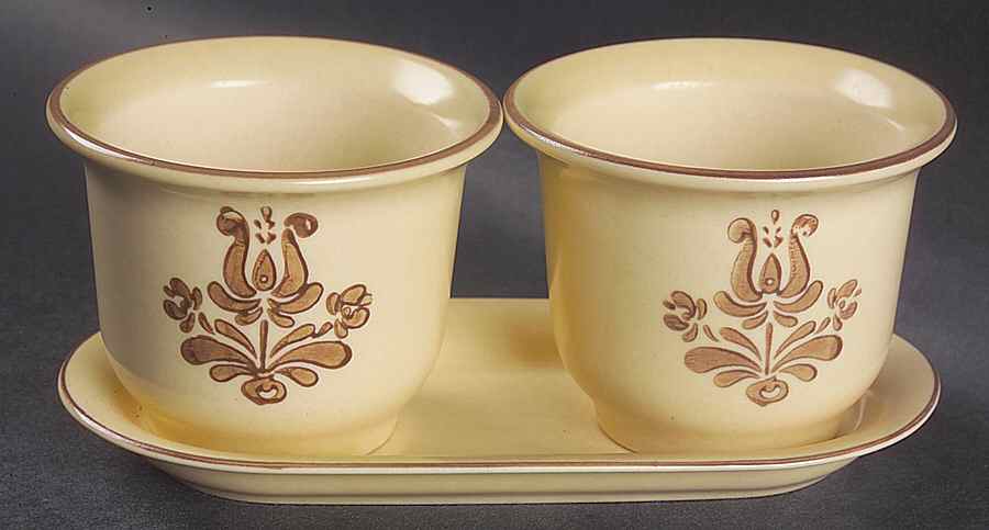 Village (Made in USA) Herb Pots W/Tray (2 Pots,1try) by Pfaltzgraff-1