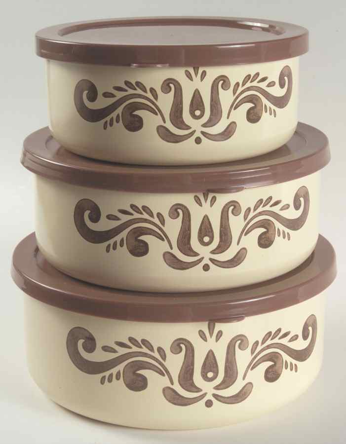 Village (Made in USA) (3 Piece) Metal Bowl W/Plastic Lids (5", 6", 7") by Pfaltzgraff-1