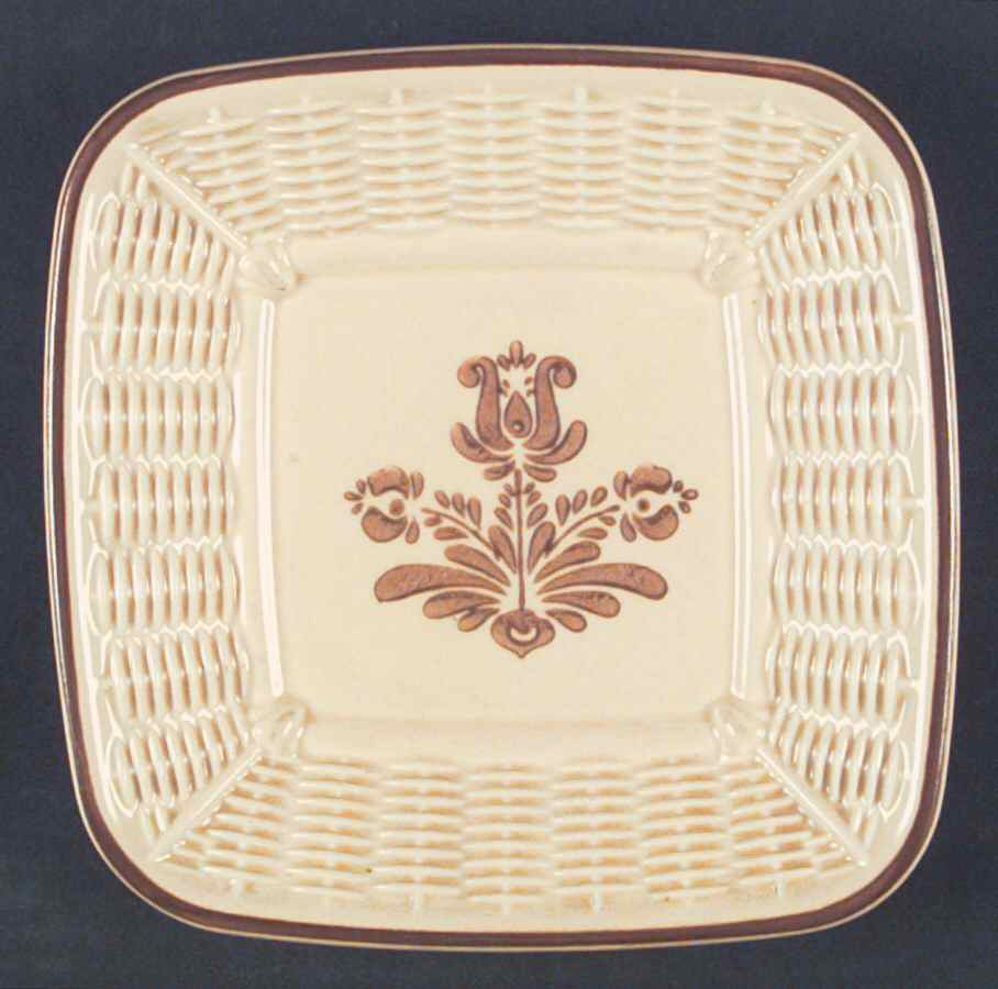 Village (Made in USA) Open Candy Dish with Wicker Trim by Pfaltzgraff-1