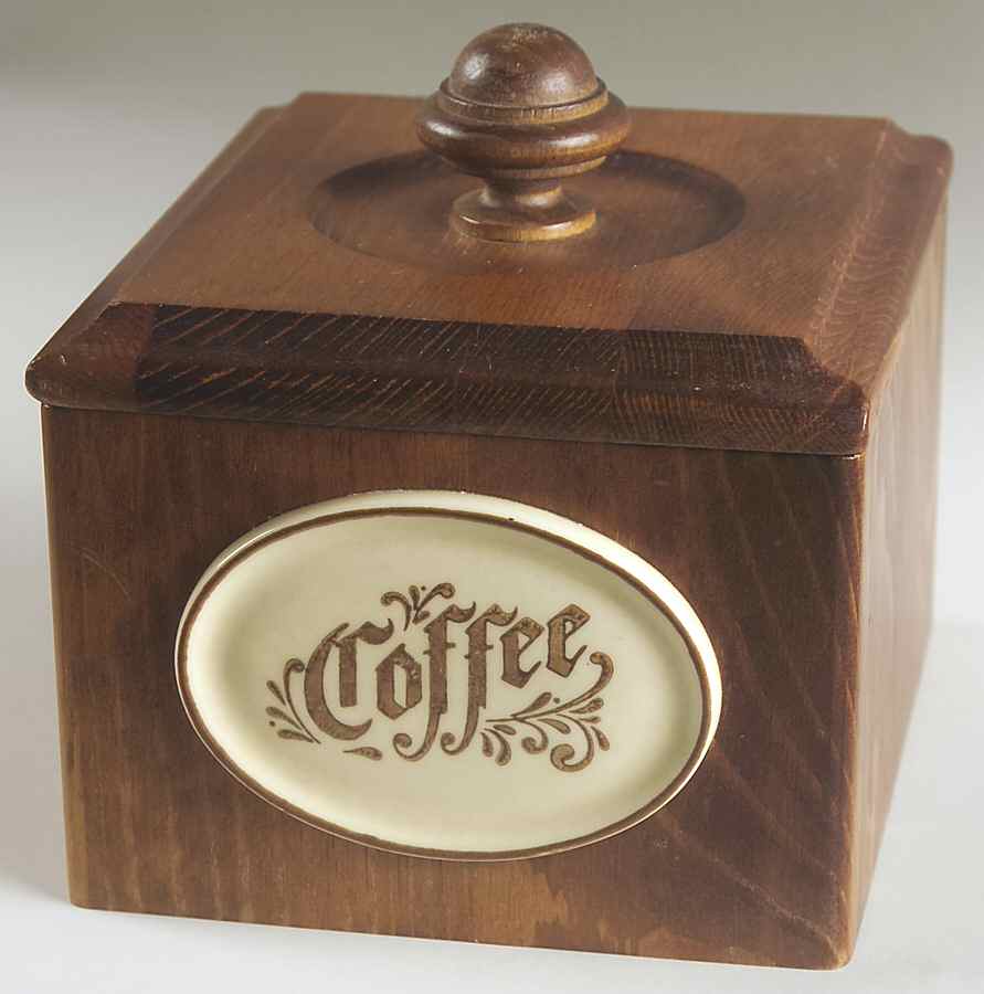 Village (Made in USA) Wood Coffee Canister & Lid by Pfaltzgraff-1