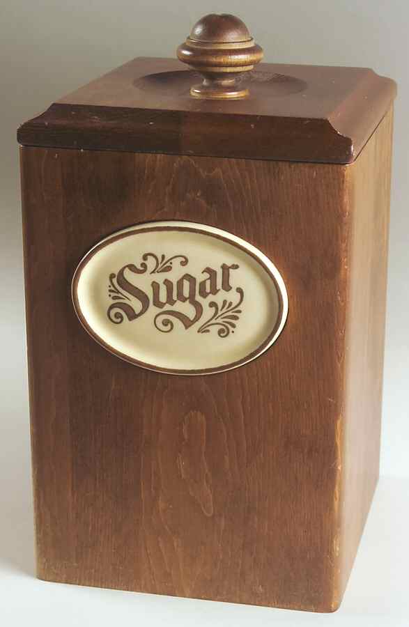 Village (Made in USA) Wood Sugar Canister & Lid by Pfaltzgraff-1