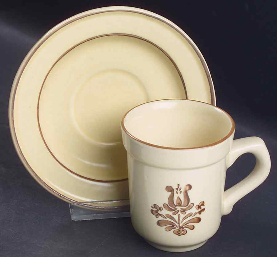 Village (Made in USA) Flat Demitasse Cup & Saucer Set by Pfaltzgraff-1